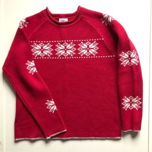 160 (US 14-16) Hanna Andersson Red Snowflake Sweater EUC Soft Cotton